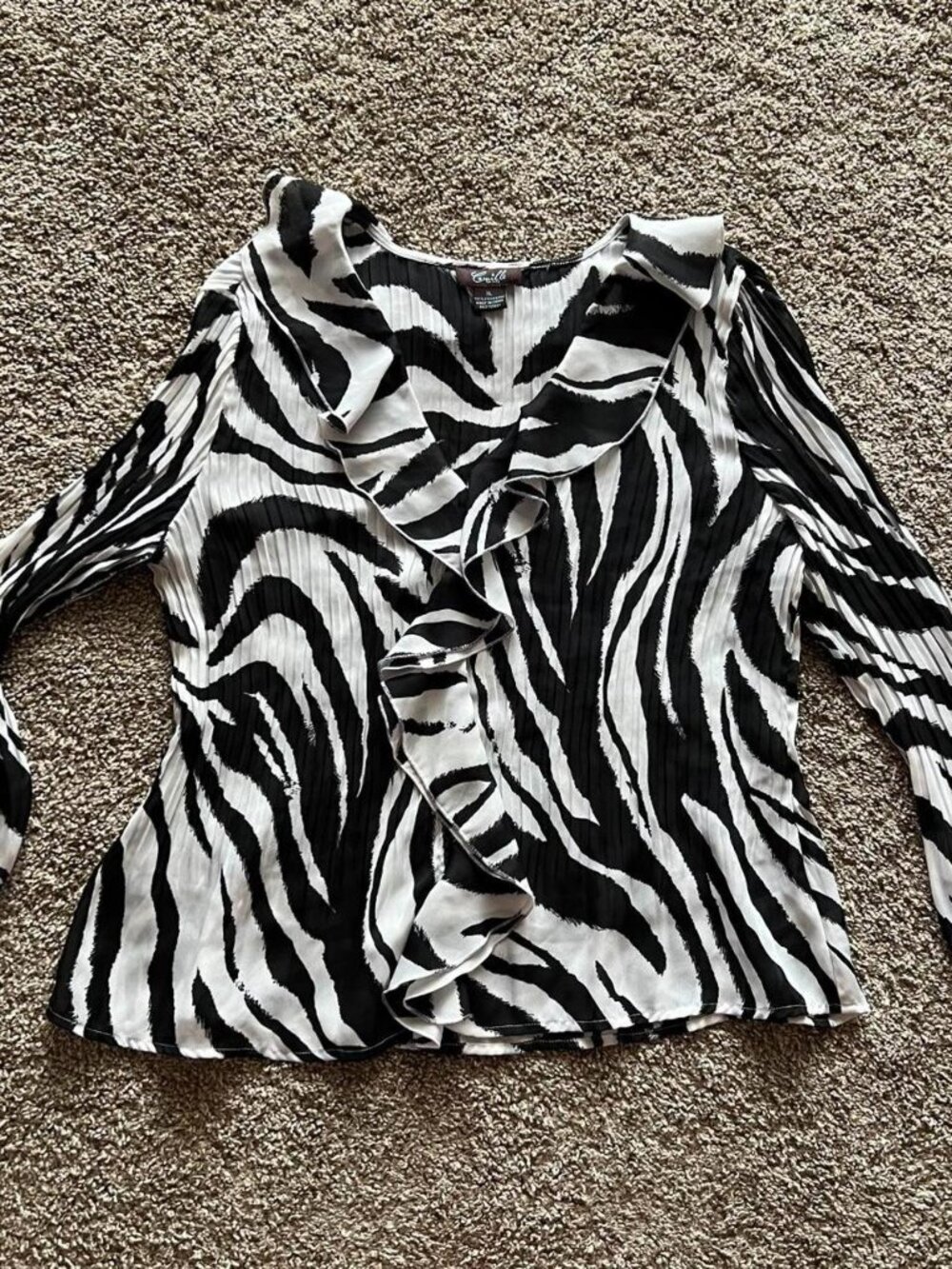 Camille La Vie Y2K Zebra Print Ruffle Blouse - W Size XL